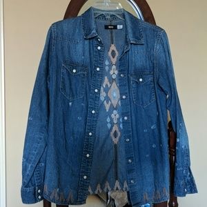 BDG Tribal Denim Button Up - S